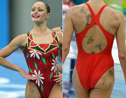 olympic tattoos. Anastasia Davydova may be in sync with fellow Russian