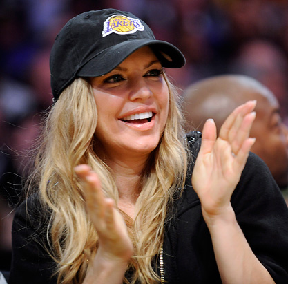 GLAMOROUS Singer Fergie pulls for the Los Angeles Lakers against 