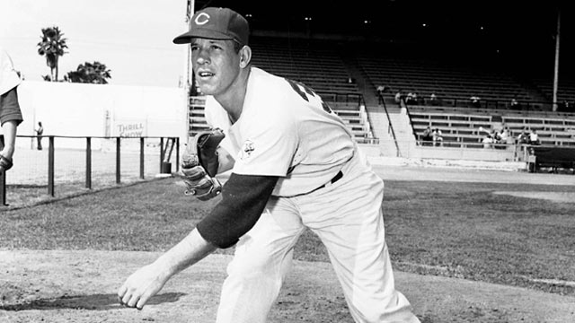 PHOTO: Cincinnati Reds' Joe Nuxhall throws a pitch in this 1956 file photo.