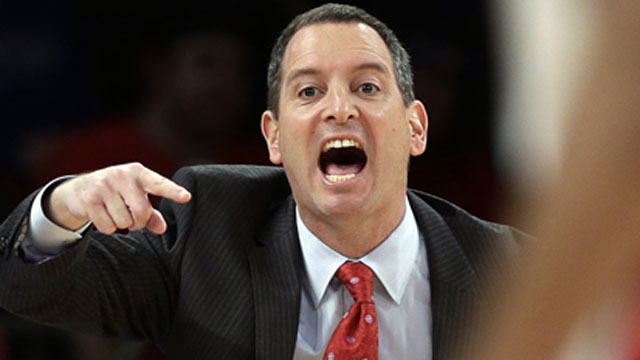 PHOTO: In this March 12, 2013, file photo, Rutgers coach Mike Rice yells out to his team during an NCAA college basketball game against DePaul at the Big East tournament in New York.