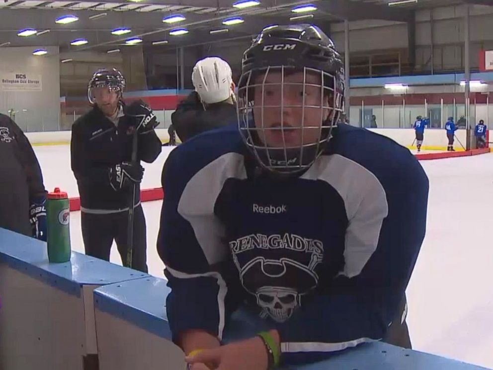 hockey teen playing foot cancer lost ice bretton chitwood amputation breath practice break takes