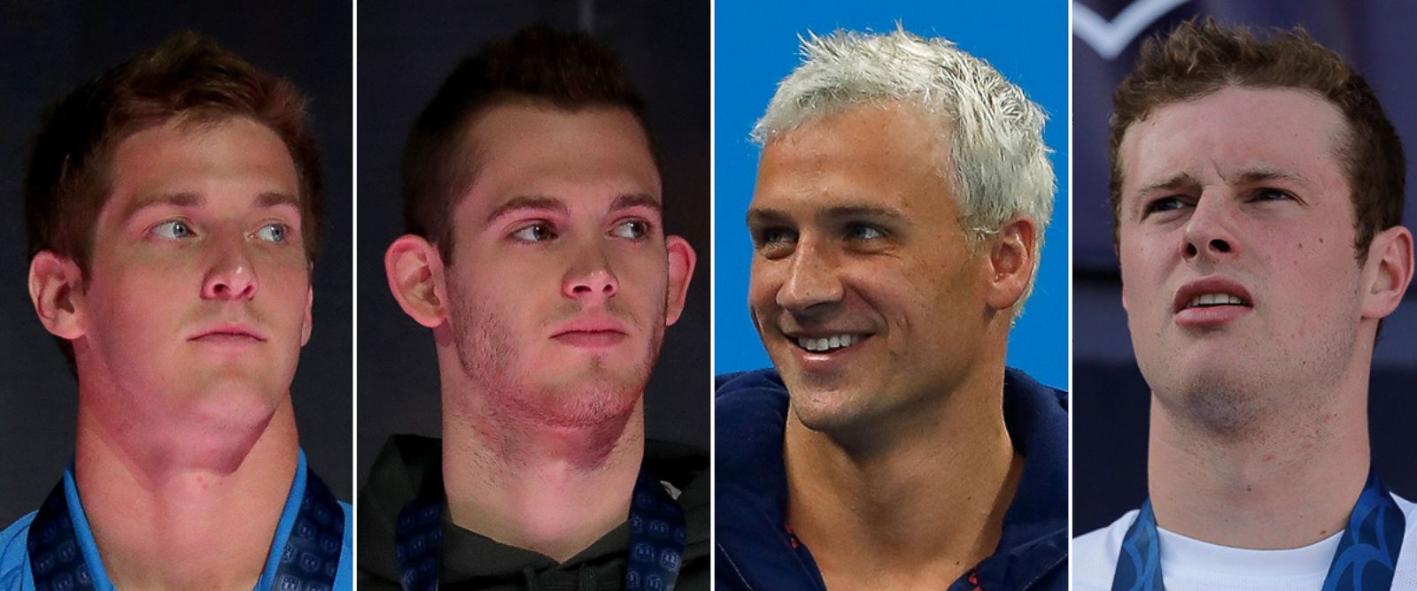 PHOTO: U.S. Olympic swimmers Jimmy Feigen, Gunnar Bentz, Ryan Lochte and Jack Conger claim they were robbed while in Rio de Janeiro, Brazil for the 2016 Olympics.
