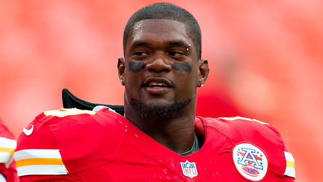 PHOTO: Jovan Belcher #59 of the Kansas City Chiefs warms up before a game against the San Diego Chargers at Arrowhead Stadium on Sept. 30, 2012 in Kansas City, Mo.