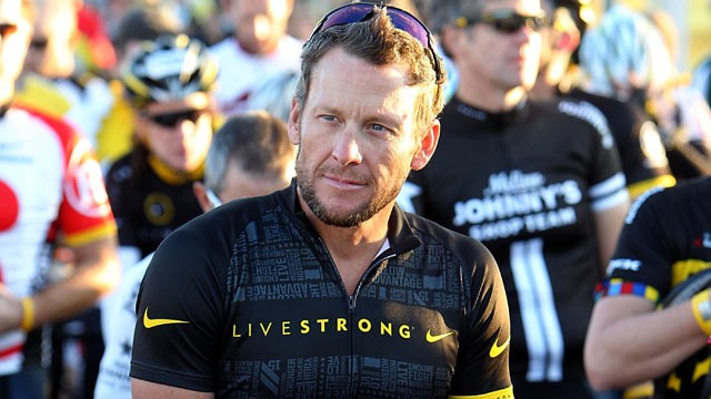 PHOTO: Seven time Tour De France winner Lance Armstrong waits at the starting line during his Team Livestrong Challenge bike ride, Oct. 15, 2011 in Dripping Springs, Texas.