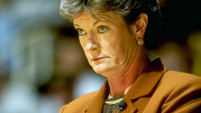 PHOTO: Head coach Pat Summitt of the Tennessee Volunteers watches from the bench during the State Farm Womens Tip-Off Classic against the Purdue Boilermakers at the Mackey Arena in West Lafayette, Indiana.