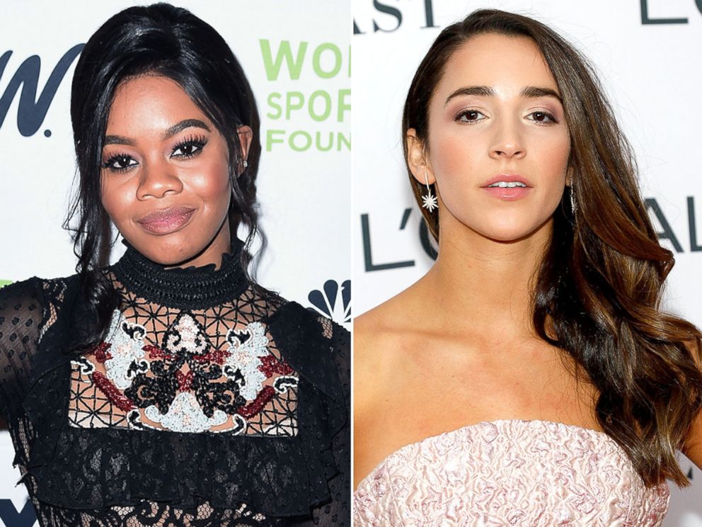 PHOTO: Gabby Douglas attends The Womens Sports Foundations 38th Annual Salute To Women in Sports Awards Gala, Oct. 18, 2017, in New York.Aly Raisman attends the 2017 Glamour Women Of The Year Awards at Kings Theatre, Nov. 13, 2017 in New York.