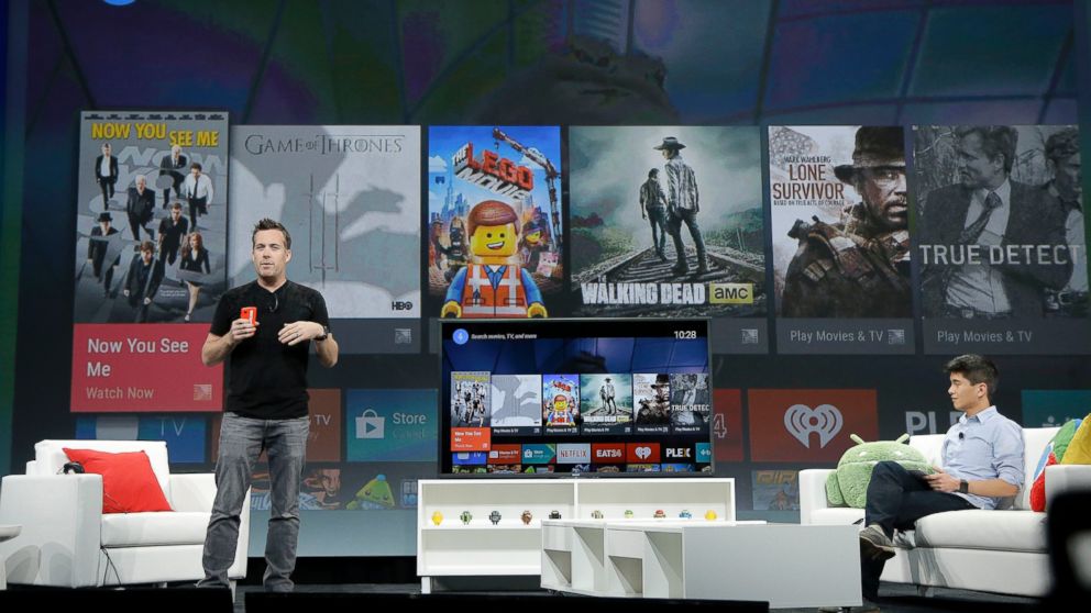 PHOTO: Dave Burke, left, director of engineering at Android, speaks about Android TV