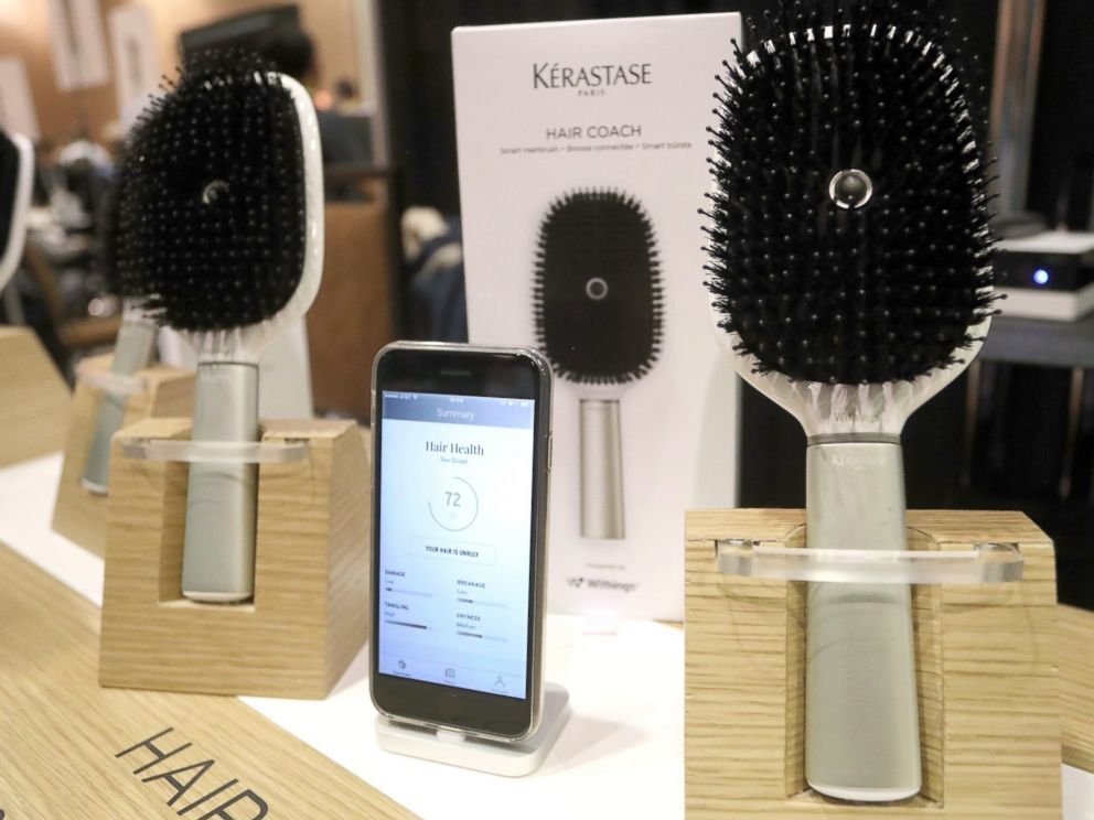PHOTO: French-made Kerastase smart Hair Coach hairbrush with connectivity to smart phones is displayed at the 2017 International Consumer Electronics Show (CES) in Las Vegas, Jan. 3, 2017.