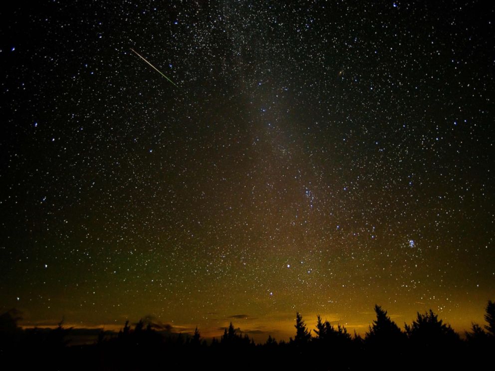 Perseid Meteor Shower Peak Creates Cosmic Display of Light Against Night Sky ABC News