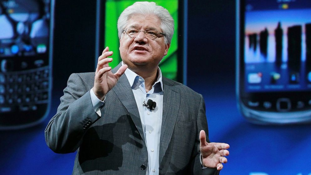 PHOTO: Mike Lazaridis delivers a keynote address at the BlackBerry Devcon Americas