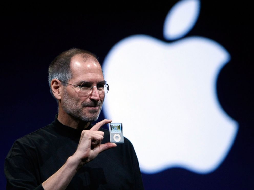 steve jobs quit PHOTO: Apple CEO Steve Jobs holds up a new version of the iPod Nano during