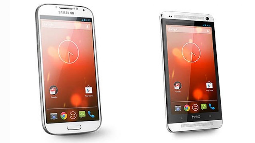 Samsung Galaxy S4 Google Play edition and HTC One Google Play edition.