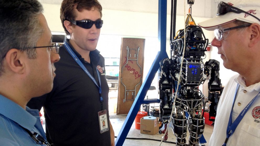 PHOTO: WPIs robot Warner stands ready for action at the DARPA Robotics Challenge.