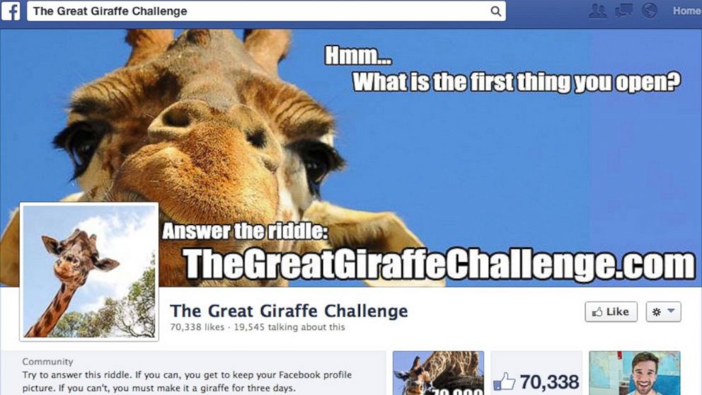 PHOTO: Many Facebook users have been changing their profile picture after losing to The Great Giraffe Challenge.