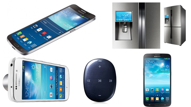 PHOTO: Samsungs Galaxy Round, S4 Zoom, Samsung S Pebble, Samsung T900 and the Galaxy Mega.