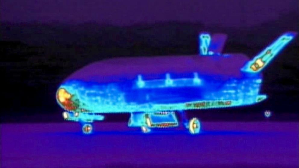 This June 16, 2012 file image from video made available by the Vandenberg Air Force Base shows an infrared view of the X-37B unmanned spacecraft landing at Vandenberg Air Force Base.