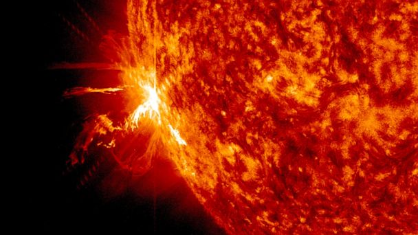 A solar flare erupts on the surface of the sun, June 10, 2014. (Goddard/SDO/NASA)