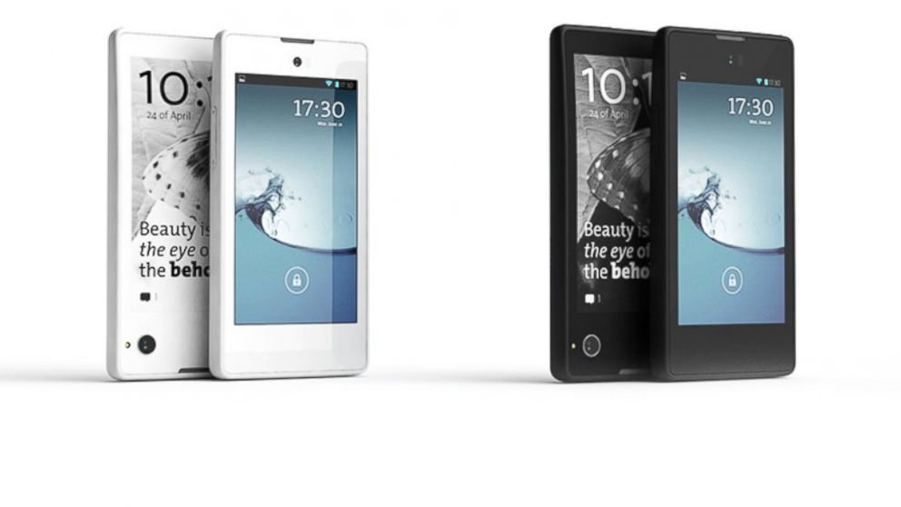 PHOTO: The YotaPhone has both LED and e-ink displays.