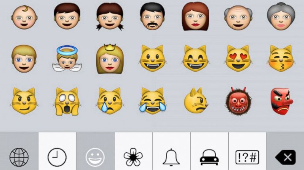 PHOTO: A screengrab from an iPhone made on July 8, 2014 shows part of the emoji character set.