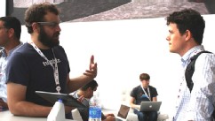 PHOTO: A Tumblr employee demos Tumblr's Glass app at Google's I/O 2013 conference.