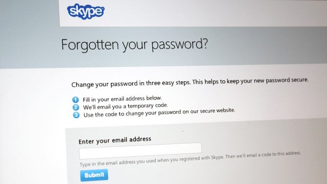 PHOTO: Skype's password reset page.