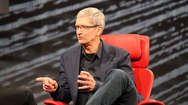 PHOTO: Apple CEO Tim Cook speaks at the All Things D conference in Los Angeles.