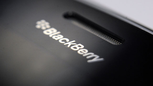 PHOTO: A BlackBerry smartphone logo is shown.