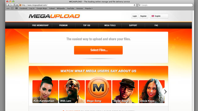 PHOTO: This undated image obtained by The Associated Press shows the homepage of the website Megaupload.com.