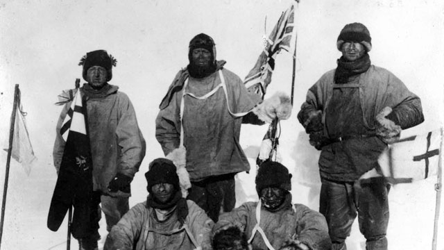 PHOTO: Capt Robert Falcon Scott, top row center, and his ill fated South Pole expedition team pose at the pole in this Jan. 17, 1912 file photo.