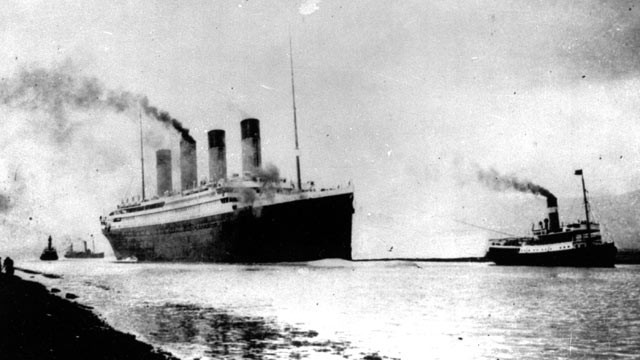 PHOTO: In this April 10, 1912 photo, the Luxury liner Titanic departs Southampton, England, for her maiden Atlantic Ocean voyage to New York.