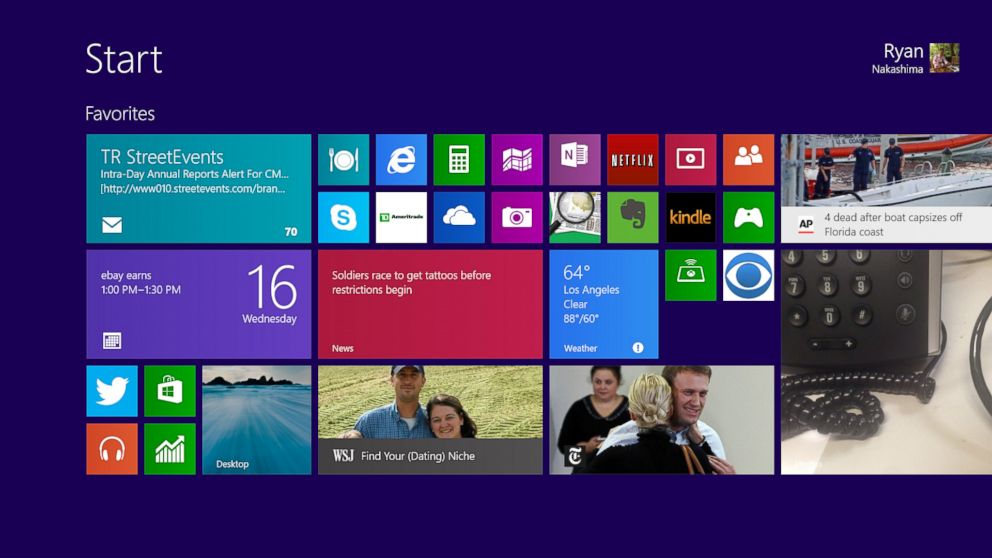 PHOTO: A pre-release version of Windows 8.1 is shown on a tablet in Los Angeles, Oct. 16, 2013.