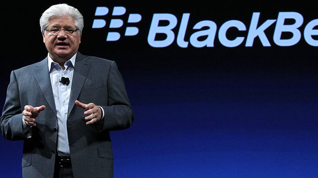 PHOTO: Research in Motion President and co-CEO Mike Lazaridis delivers a keynote address at the BlackBerry Devcon Americas in this Oct. 18, 2011 file photo in San Francisco, Cali.