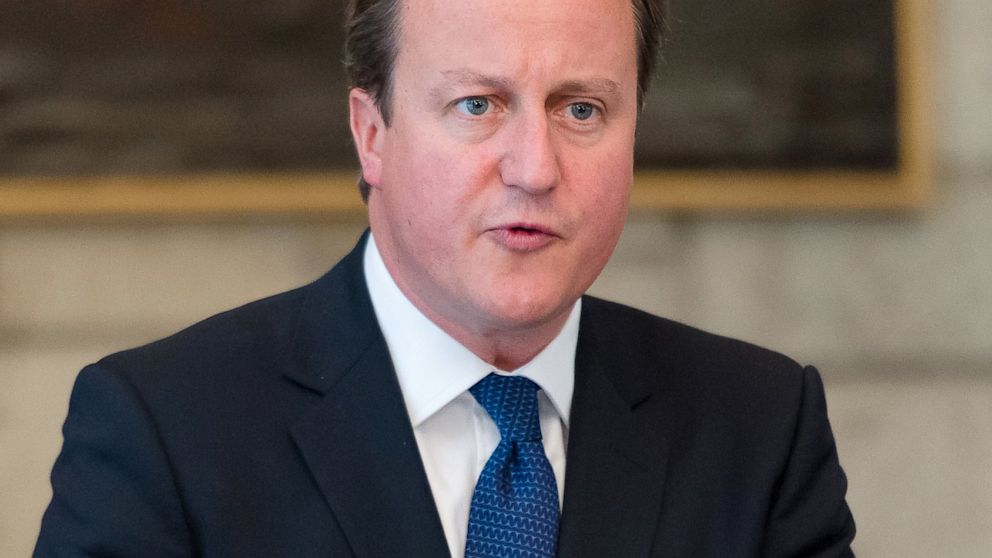 PHOTO: British Prime Minister David Cameron is seen in this June 29, 2013 file photo holding a press conference with President of Afghanistan Hamid Karzai (not pictured) in the Presidential Palace in Kabul, Afghanistan.