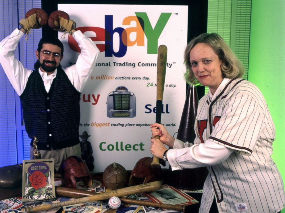 PHOTO: Chairman and founder Pierre Omidyar and CEO Meg Whitman of EBay.com, are pictured in California on Jun 15, 1998.