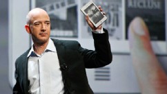 PHOTO: Jeff Bezos, chief executive officer of Amazon.com Inc., introduces the new Kindle Touch e-reader at a news conference, New York, Sept. 28, 2011.