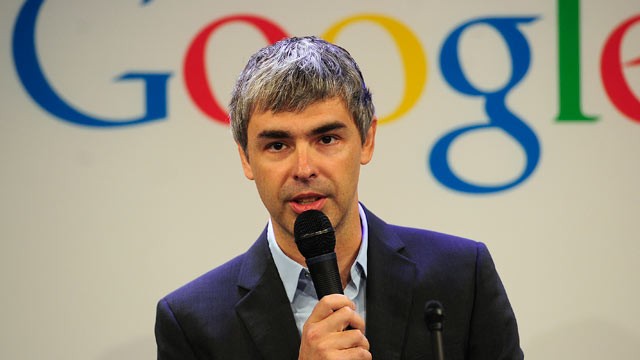 PHOTO: Google CEO Larry Page holds a press annoucement at Google headquarters in New York, May 21, 2012.
