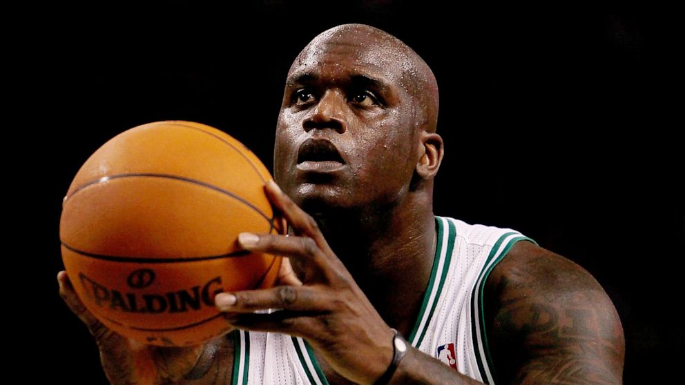 PHOTO: Shaquille ONeal prepares to shoot a free-throw against the Miami Heat at the TD Banknorth Garden on Oct. 26, 2010 in Boston.