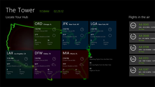 PHOTO: The Tower by American Airlines's Windows 8's application.