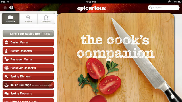 PHOTO: Epicirous' iPad app displays all the recipes you could want with beautiful images.