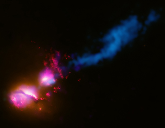 powerful jet from a supermassive black hole is blasting