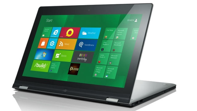PHOTO: Introduced at CES 2012, the Lenovo Yoga is a Windows 8 laptop that morphs into a tablet with a bendable screen.