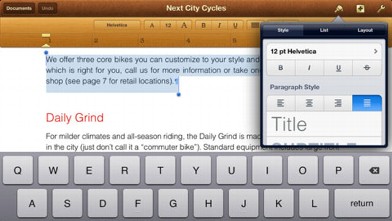 PHOTO: Apple's iWork brings word processing, spreadsheets, and presentations to the iPad.