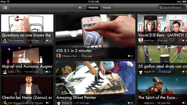 PHOTO: ShowYou's iPad app brings in videos from social networks.