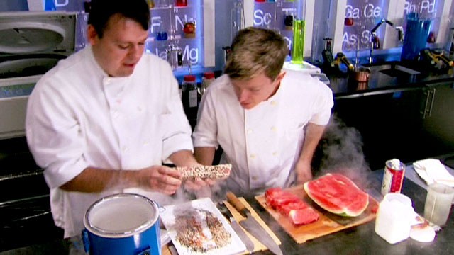 PHOTO: Homaro Cantu and Ben Roche come from Moto, a Chicago restaurant that plays with new ways to cook and eat food.