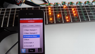 PHOTO: The Tabber Guitar Light Sleeve slips over a guitar to help you learn to play.