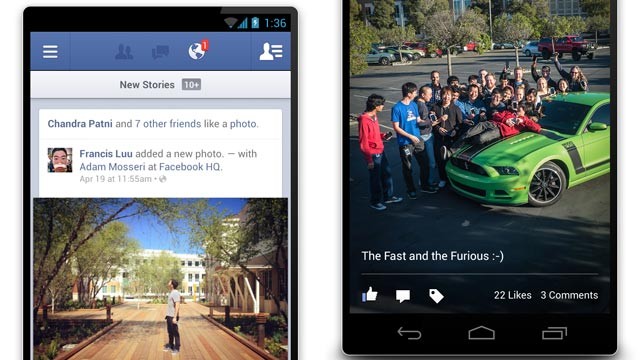 PHOTO: Facebooks Android app was refreshed with speed enhancements.
