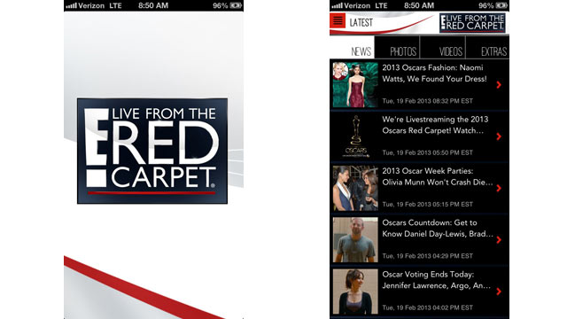 PHOTO: E!'s Live From the Red Carpet App has up-to-date news on the fashion on the Red Carpet.