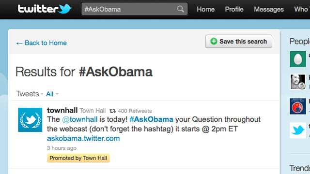 PHOTO:&nbsp;A Presidential Town Hall will be held Twitter, July 6, 2011.