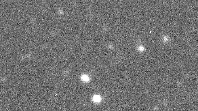 PHOTO: This animated set of three images depicts asteroid 2012 DA14 as it was seen on Feb. 14, 2013, at a distance of 465,000 miles (748,000 kilometers).