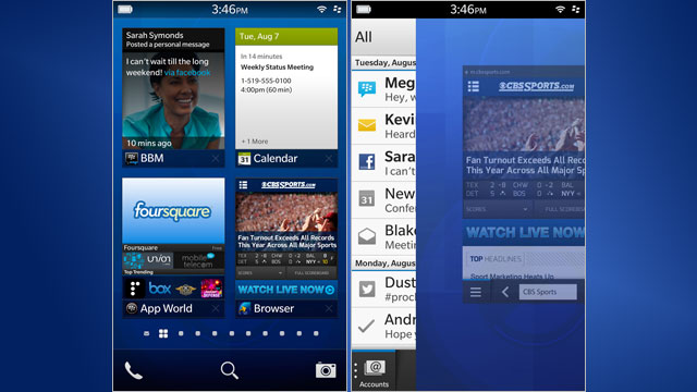PHOTO: RIMs forthcoming BlackBerry 10 software will include a new homescreen and notifications.